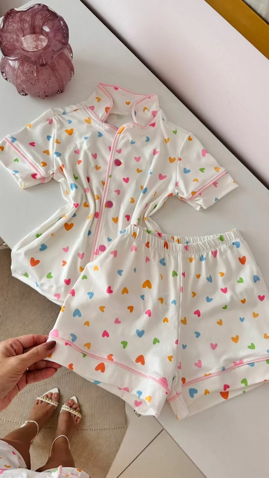 CHILDREN'S AMERICAN PAJAMAS COLORFUL HEARTS